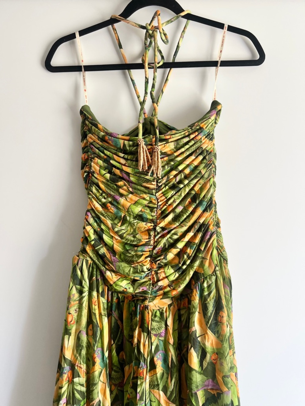 FARM Rio Strapless Tropical Midi Dress in Green and Yellow Print - Picture 10 of 16